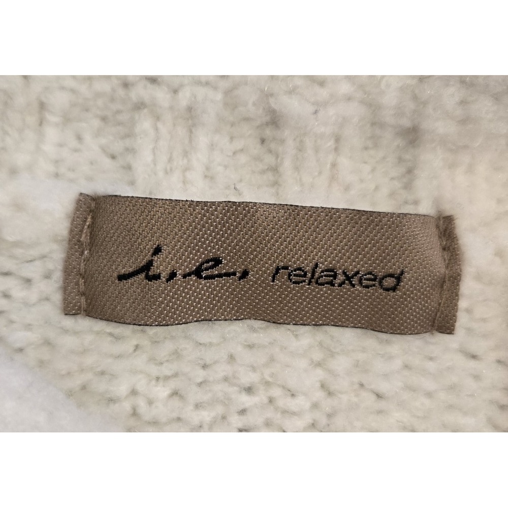 i. e. relaxed Women's Merino Wool Blend Roll Neck Striped Long Sleeve Sweater XL - Picture 2 of 8